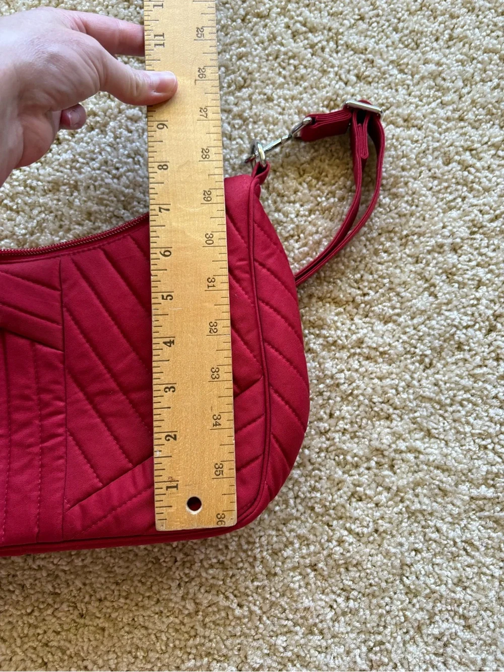 Vera Bradley Frannie Crescent Crossbody Cardinal Red Quilted‎ Shoulder Bag NWT